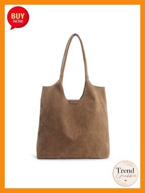 Faux Suede Tote Bag Hobo Handbag Magnetic Snap Shoulder Purse